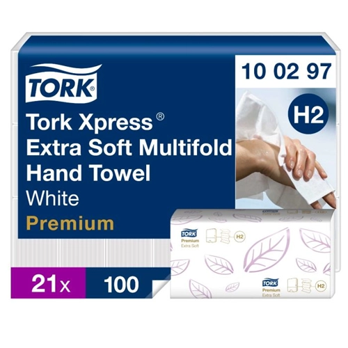 TORK PREMIUM HANDDOEKJES INTERFOLD X-SOFT XPRESS 2-LAAGS 34x21,2cm NR.100297 (21x100st)