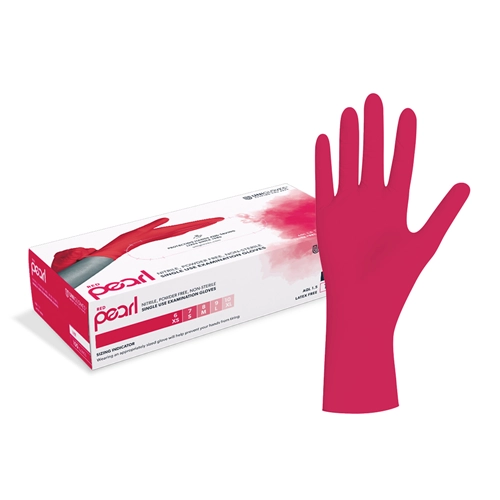 FHS HANDSCHOENEN POEDERVRIJ NITRILE RED PEARL EXTRA-SMALL (ROOD/100st)