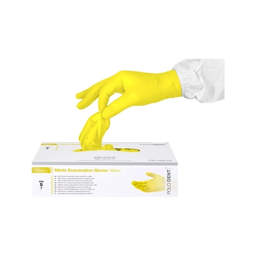 POLODENT HANDSCHOENEN PEARL NITRILE POEDERVRIJ GEEL SMALL (100st)