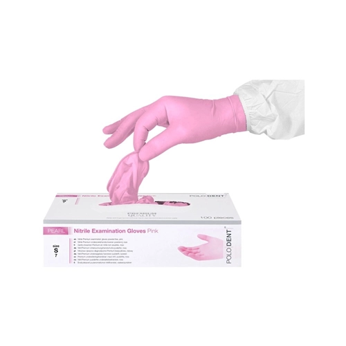 POLODENT HANDSCHOENEN PEARL NITRILE POEDERVRIJ ROZE SMALL (100st)
