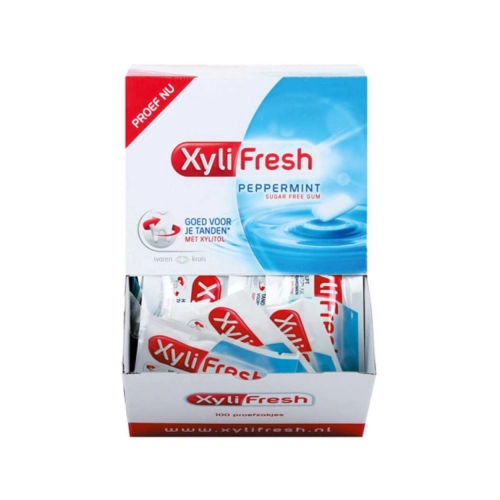 RBV LEAF XYLIFRESH KAUWGOM PEPPERMINT PRAKTIJKBOX (100st)