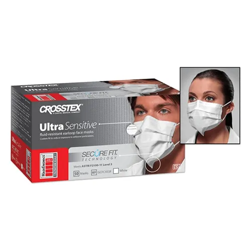 CROSSTEX MONDMASKERS ULTRA LINE SENSITIVE SECURE FIT MET ELASTIEK WIT TYPE IIR (50st)