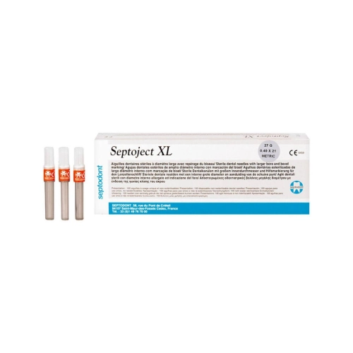 SEPTODONT SEPTOJECT INJECTIENAALDEN XL 27G SHORT 0,40x21mm ORANJE (100st)