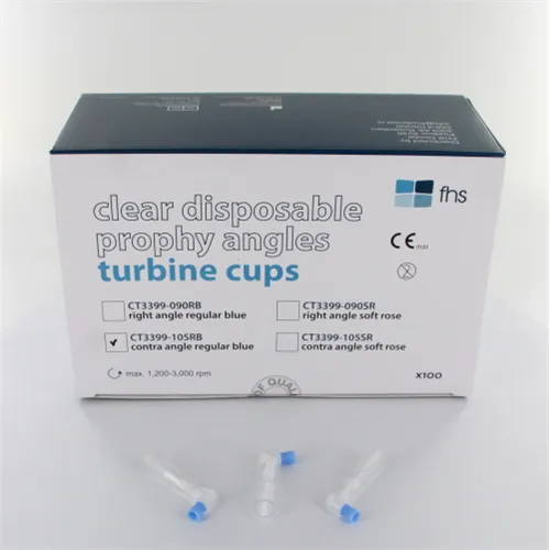 FHS CLEAR DISPOSABLE PROPHY ANGLES CONTRA ANGLE TURBINE CUPS REGULAR BLAUW LATEX-VRIJ (100st)