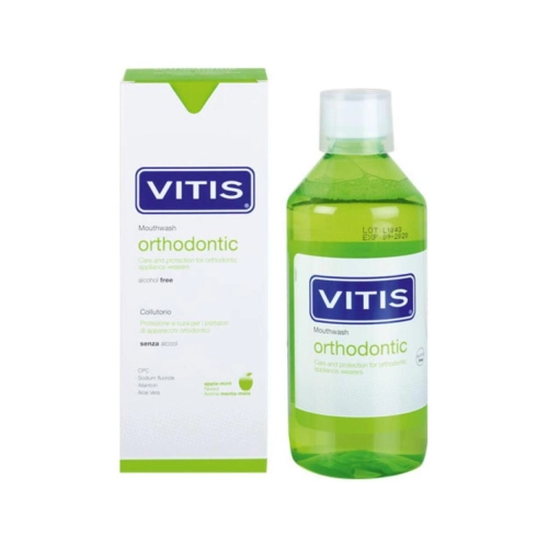 DENTAID VITIS ORTHODONTIC MONDSPOELMIDDEL GROEN APPEL/MINT (500ml)