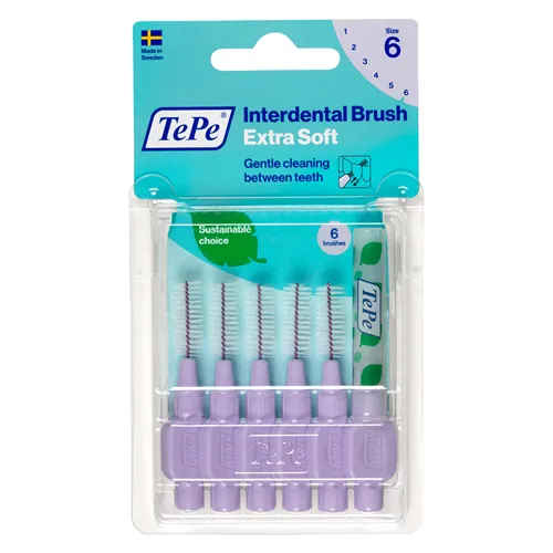 TEPE INTERDENTAALBORSTELS EXTRA-ZACHT NR.6 LICHTLILA 1,1mm (6st)