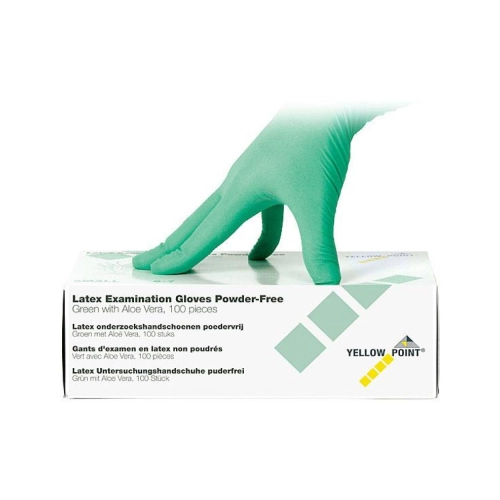 YELLOW POINT HANDSCHOENEN LATEX POEDERVRIJ ALOË VERA GROEN EXTRA-SMALL (100st)