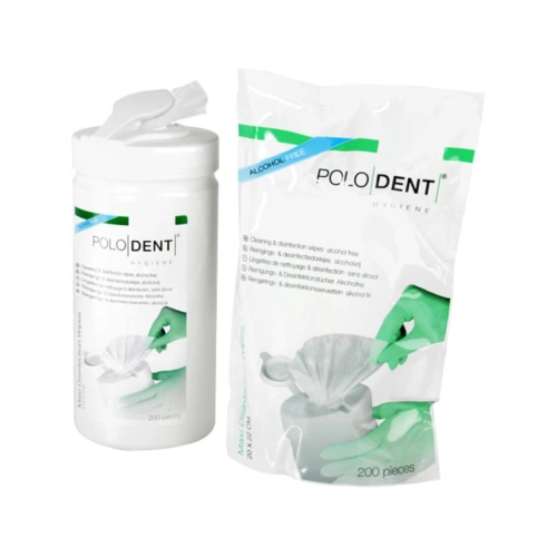 POLODENT DESINFECTIEDOEKJES MAXI ALCOHOLVRIJ MINT 20x22cm REFILL (6x200st+disp.)