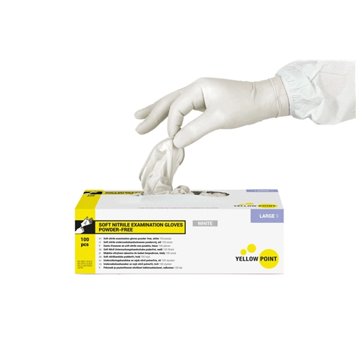 YELLOW POINT HANDSCHOENEN SOFT NITRILE POEDERVRIJ WIT LARGE (100st)